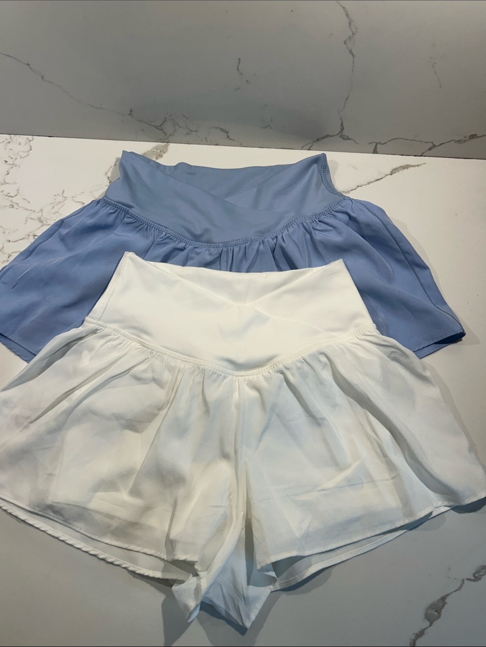 Women’s Light Blue and White Athletic Butterfly Shorts Pack - 2